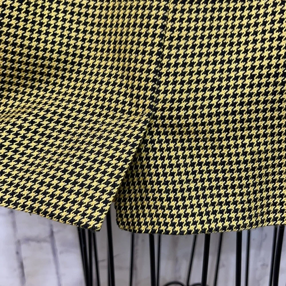 Vintage Taxi Cab Pencil Skirt Yellow & Black Houndstooth Lined Wool/Silk Blend